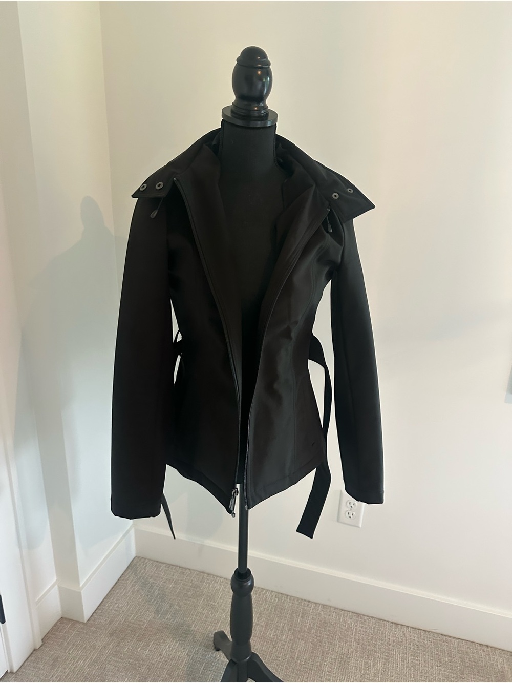 Kenneth Cole Black Zip-Front Utility Jacket with Adjustable Waist
